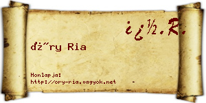 Őry Ria névjegykártya